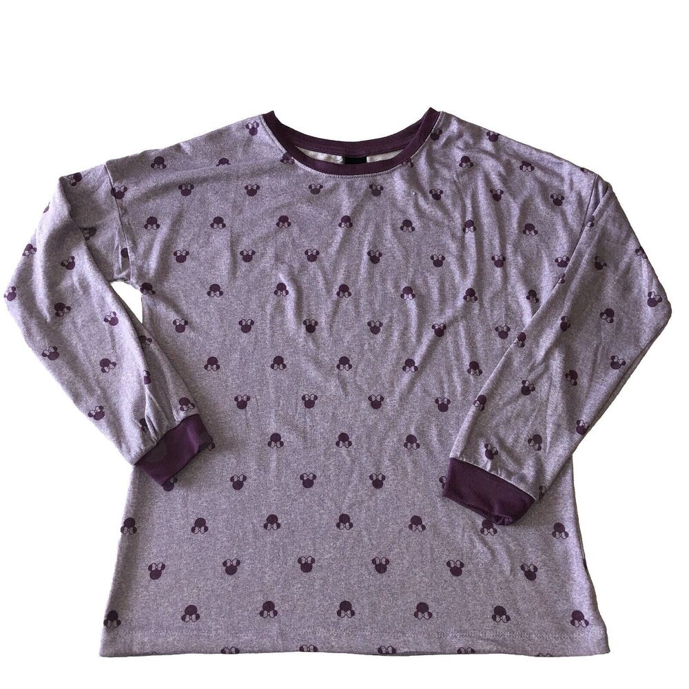 Disney Women’s Minnie Mouse Cozy Pajama Top Long Sleeve Purple Size Small